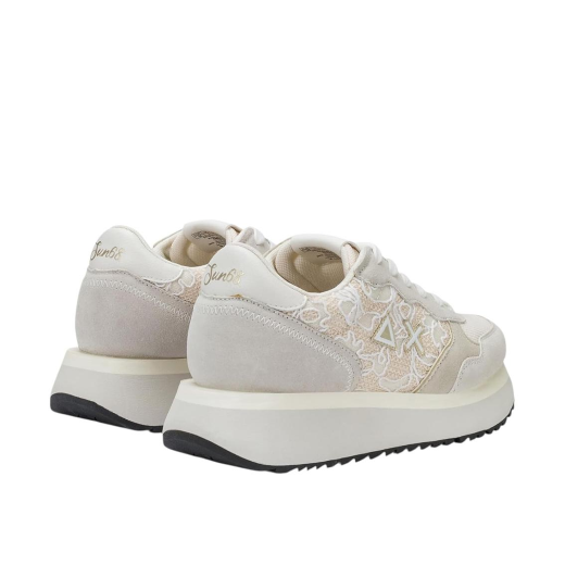 SCARPE SUN68 DONNA SNEAKER BIG ALLY FLOWER SUEDE E MESH BIANCO PANNA Z36211