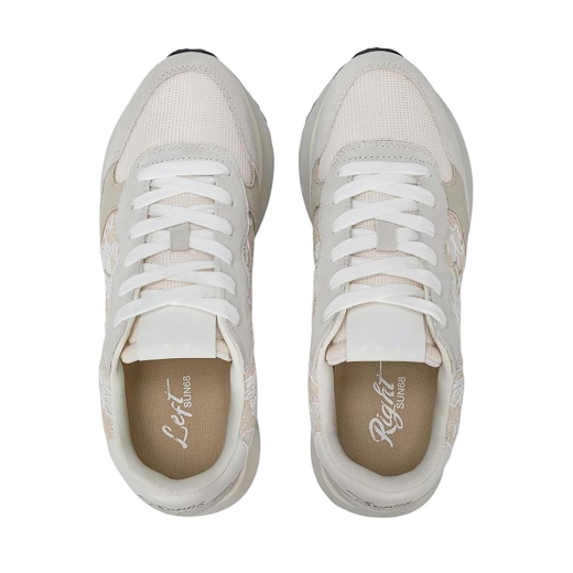 SCARPE SUN68 DONNA SNEAKER BIG ALLY FLOWER SUEDE E MESH BIANCO PANNA Z36211