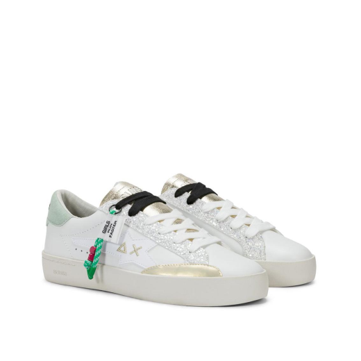 SCARPE SUN68 DONNA SNEAKER KATY IN PELLE BIANCO VERDE BZ36242