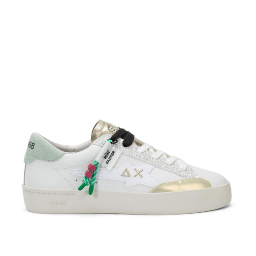 SCARPE SUN68 DONNA SNEAKER KATY IN PELLE BIANCO VERDE BZ36242