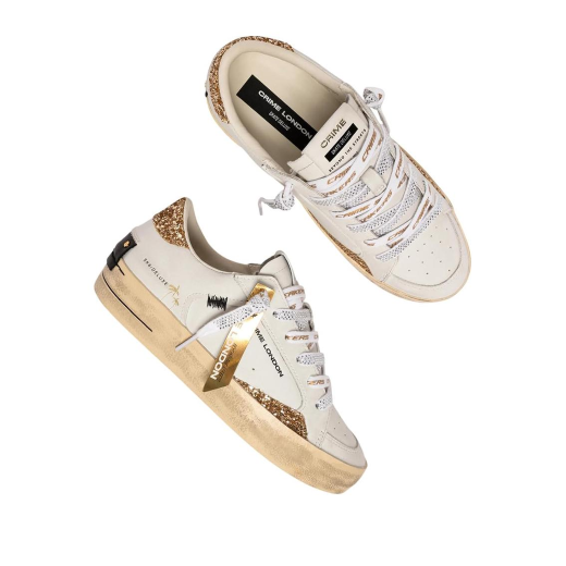 SCARPE CRIME LONDON DONNA SNEAKER SK8 DELUXE TEQUILA NIGHT IN PELLE WHITE 29102PP810