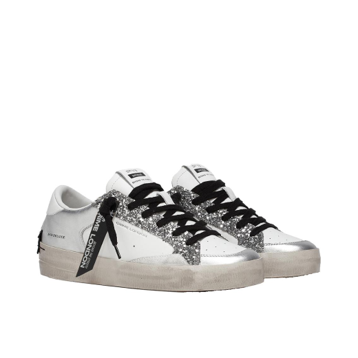 SCARPE CRIME LONDON DONNA SNEAKER SK8 DELUXE SILVER GLAM  IN PELLE 26102PP568