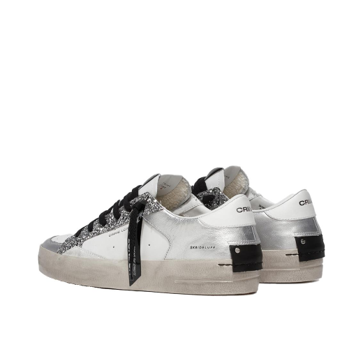 SCARPE CRIME LONDON DONNA SNEAKER SK8 DELUXE SILVER GLAM  IN PELLE 26102PP568