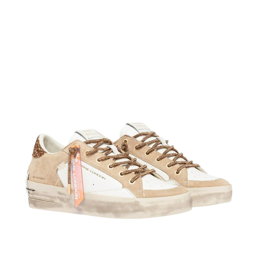 SCARPE CRIME LONDON DONNA SNEAKER SK8 DELUXE WEDGE CHAMPAGNE DUST IN PELLE 29154PP815