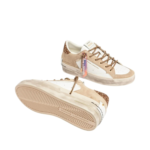 SCARPE CRIME LONDON DONNA SNEAKER SK8 DELUXE WEDGE CHAMPAGNE DUST IN PELLE 29154PP815