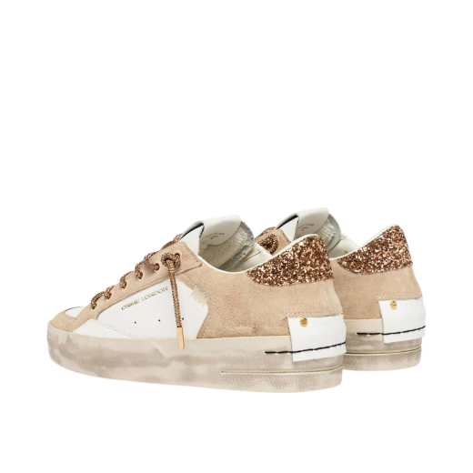SCARPE CRIME LONDON DONNA SNEAKER SK8 DELUXE WEDGE CHAMPAGNE DUST IN PELLE 29154PP815