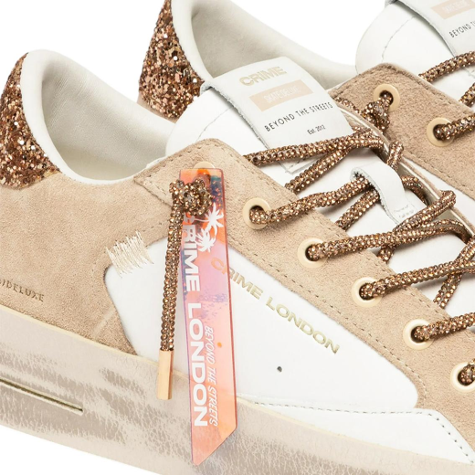 SCARPE CRIME LONDON DONNA SNEAKER SK8 DELUXE WEDGE CHAMPAGNE DUST IN PELLE 29154PP815