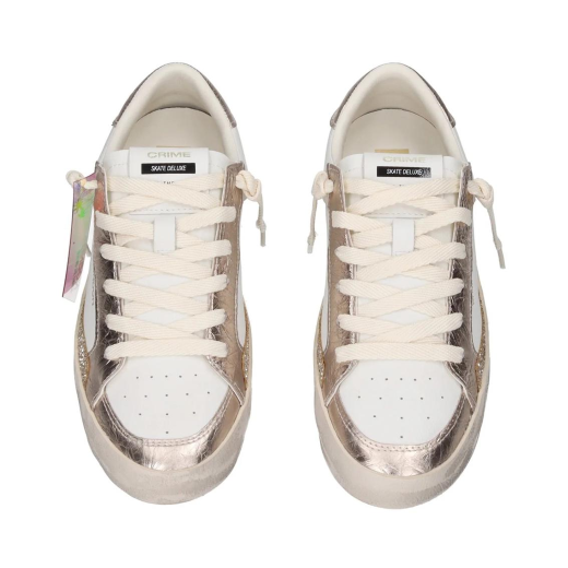 SCARPE CRIME LONDON DONNA SNEAKER SK8 DELUXE PLATINUM GLOW IN PELLE 29125EE810