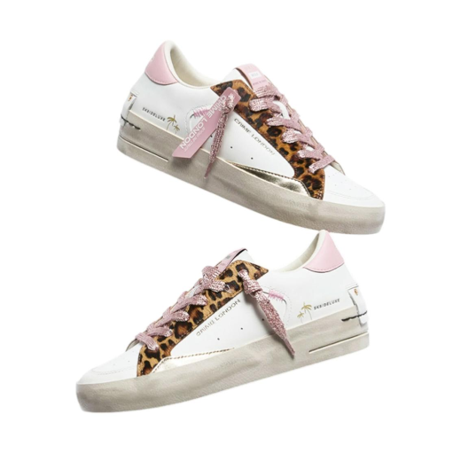 SCARPE CRIME LONDON DONNA SNEAKER SK8 DELUXE WEDGE PINK LEOPARD IN PELLE 29151PP810