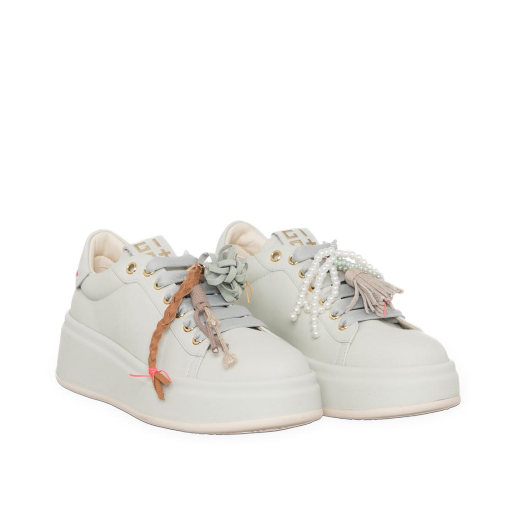 SCARPE GIO+ DONNA SNEAKER LINDA IN PELLE COMBI VERDE ACQUA OLIVA36A
