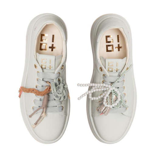 SCARPE GIO+ DONNA SNEAKER LINDA IN PELLE COMBI VERDE ACQUA OLIVA36A