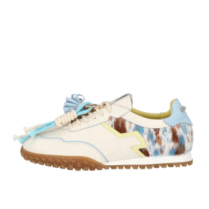 SCARPE GIO+ DONNA SNEAKER BIANCA IN PELLE E CAVALLINO COMBI MUCCA CIELO06