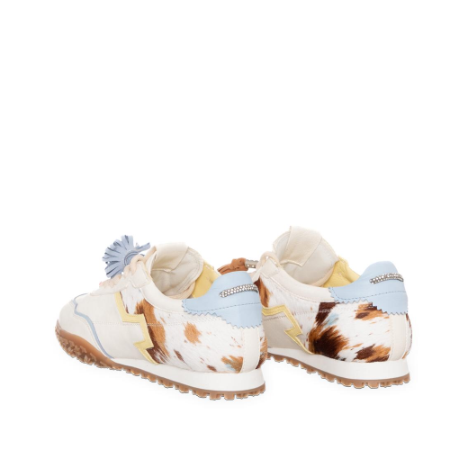 SCARPE GIO+ DONNA SNEAKER BIANCA IN PELLE E CAVALLINO COMBI MUCCA CIELO06