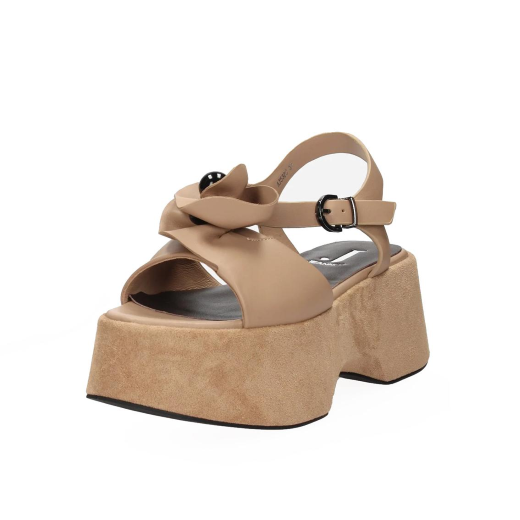 SCARPE DONNA JEANNOT SANDALI IN PELLE ZEPPA SABBIA AJ532C