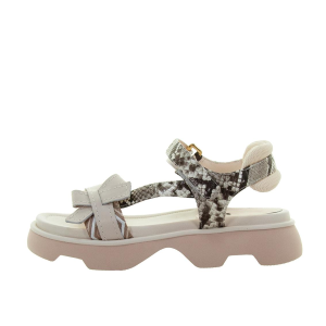 SANDALI DONNA JEANNOT IN PELLE E STAMPA SERPENTE OFF WHITE AJ501B