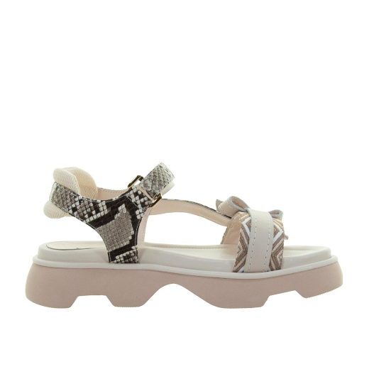 SANDALI DONNA JEANNOT IN PELLE E STAMPA SERPENTE OFF WHITE AJ501B
