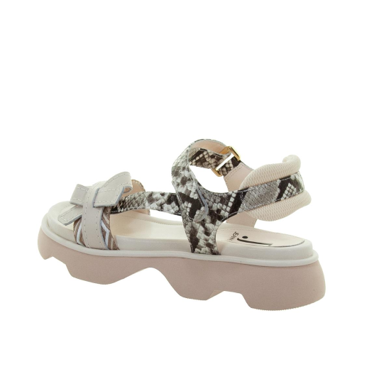 SANDALI DONNA JEANNOT IN PELLE E STAMPA SERPENTE OFF WHITE AJ501B