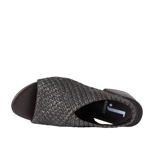 SCARPE DONNA JEANNOT SANDALI CON TACCO IN PELLE E RAFFIA TESTA MORO AJ625D