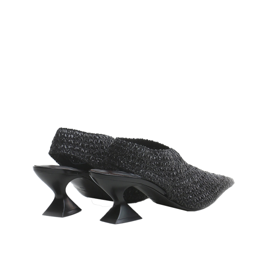 SCARPE DONNA JEANNOT SANDALI CON TACCO IN PELLE E RAFFIA NERO AJ651A