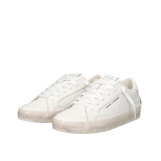 SCARPE CRIME LONDON UOMO SNEAKER SK8 DELUXE ALL WHITE IN PELLE 16103PP510