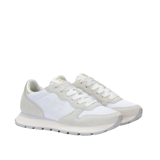 SCARPE SUN68 DONNA SNEAKER ALLY GOLD SILVER SUEDE E NYLON BIANCO Z36202