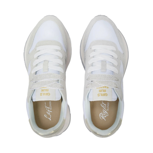 SCARPE SUN68 DONNA SNEAKER ALLY GOLD SILVER SUEDE E NYLON BIANCO Z36202