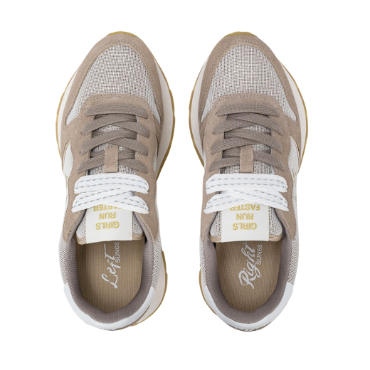 SCARPE SUN68 DONNA SNEAKER ALLY GLITTER SUEDE E NYLON STONE Z36203