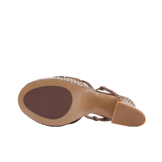 SCARPE DONNA EMANUÉLLE SANDALI GIUNONE IN CAMOSCIO E RAFFIA BROWN 461M20012P002