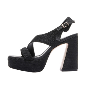 SCARPE DONNA EMANUÉLLE SANDALI GIUNONE IN RAFFIA SUTAGE BLACK 461M20010SUT