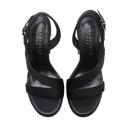 SCARPE DONNA EMANUÉLLE SANDALI GIUNONE IN RAFFIA SUTAGE BLACK 461M20010SUT